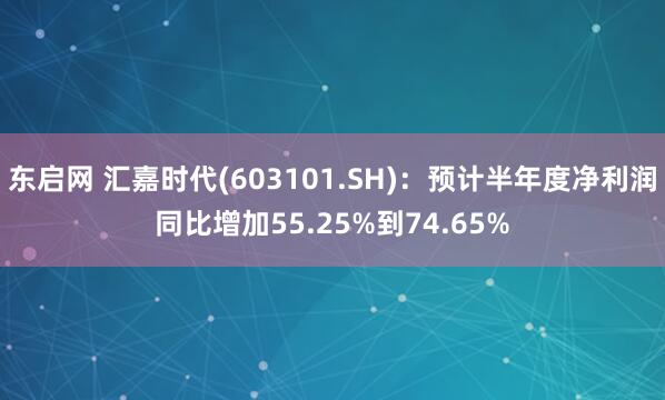东启网 汇嘉时代(603101.SH):预计半年度净利润同比增加55.25%到74.65%